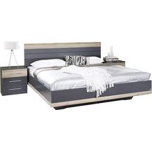 Bild für Rauch Möbel Tarragona Bett Futonbett inkluisve 2 Nachttische in Grau Metallic und Eiche Sanremo hell Liegefläche 160x200 cm Gesamtmaße Bett inklusive Nachttische: BxHxT 269 x 102 x 207 cm