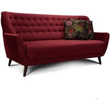 Bild für CAVADORE 3-Sitzer-Sofa Abby / Retro-Couch im Samt-Look mit Knopfheftung / 183 x 89 x 88 / Samtoptik