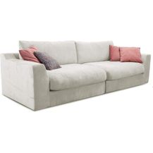 Bild für Cavadore Big Sofa Fiona / Große Couch inkl. Rückenkissen im modernen Design / 274 x 90 x 112 / Webstoff cream