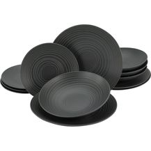 Bild für CreaTable 23205 Tafelservice Elements Collection Lava Stone für 4 Personen, Steinzeug, schwarz/grau (1 Set, 12-teilig)