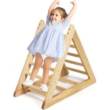 Bild für Kletterdreieck aus Holz Klettergerüst für Kinder ab 3 Jahren zur Entwicklung motorischer Fähigkeiten aus natürlicher Kiefer 93x46x81cm