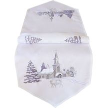 Bild für matches21 HOME & HOBBY Tischdecke Tischläufer SASKIA Dorf im Winter weiß silber Polyester 40 x 175 cm (1-tlg)