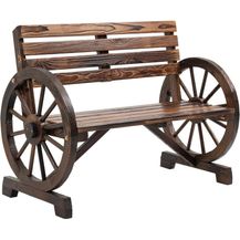 Bild für Outsunny Gartenbank 2-Sitzer Sitzbank Holzbank Parkbank im Wagenrad-Design