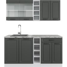 Bild für Singleküche R-Line Anthrazit Landhaus/Weiß 160 cm ohne Arbeitsplatte Vicco