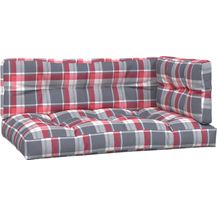 Bild für vidaXL Palettenkissen 3-tlg. Rot Karomuster Stoff 314571