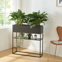 Bild für Blumenständer Joensuu mit Ablage 80x80x25cm Schwarz [en. casa]