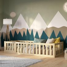 Bild für Crazy Pine Kinderbett 180x90 cm – Montessori Bodenbett mit Rausfallschutz 40cm und Öffnbarer Barriere