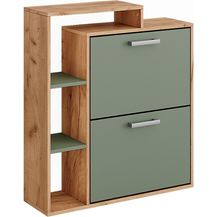Bild für Schuhkipper Orlando Goldkraft Eiche/Grün 80 x 90 cm Vicco