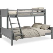 Kinderbett Etagenbett 90x200 und 140x200 Grau Holz Doppelstockbett Jugendbett Hochbett Stockbett