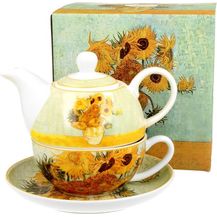 Bild für DUO ART GALLERY Tasse mit Teekanne SUNFLOWERS New Bone China Porzellan