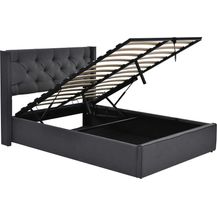 Bild für Merax Hydraulisches Polsterbett 160x200 Stauraumbett Doppelbett aus Baumwolle mit Metallrahmen & Lattenrost Grau