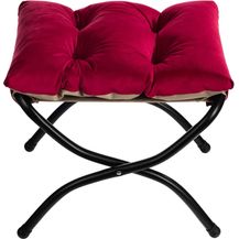Bild für Fußhocker Fußstütze Klapphocker, HollyHOME Faltbar Sitzhocker mit Metallbeinen, Abnehmbar Gepolsterte Sitzfläche aus Samt, Rot (47 x 36 x 36 cm)