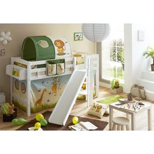 Bild für Hochbett mit Rutsche "Tino" 90x200 Buche massiv weiß
