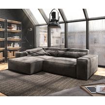 Bild für Ecksofa Sirpio XL 270x170 cm Mikrofaser Khakibraun Recamiere variabel mit Hocker