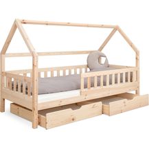 Bild für Ehrenkind Hausbett aus nachhaltigem Kiefernholz (mit abnehmbarem Rausfallschutz aus nachhaltigem Holz, Erhältlich in Natur und Weiß Kinderbett 80x160/90x200 cm)