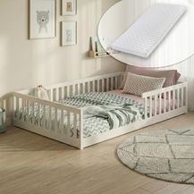 Bild für Kids Collective Kinderbett Bodenbett Bett mit Rausfallschutz & Lattenrost Montessori Bett Kinder (weitere Größen, 90x200, 120x200 cm)
