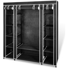 Bild für vidaXL Stoffschrank mit Fächern Kleiderstangen 45×150×176 cm Schwarz 240495