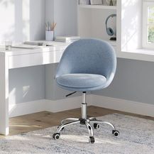 Bild für Songmics Schreibtischstuhl, höhenverstellbar, Baumwoll-Leinen-Mischgewebe blau, 60x60 x (80-90)