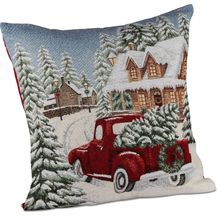 Bild für formano Weihnachtskissen 45 cm mit Auto + Baum-Motiv Deko Kissen mit Füllung ohne Reißverschluss