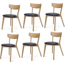 Bild für 6er-Set Holzstuhl 'Peru' Kunstleder Eiche/Schwarz