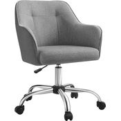 Songmics höhenverstellbarer Bürostuhl, bis 120 kg belastbar, Leinenimitat grau, 64x64 x (83-93) cm