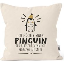 Bild für MoonWorks Dekokissen Kissen-Bezug mit Spruch lustig Ich möchte einen Pinguin Kissen-Hülle Deko-Kissen Baumwolle MoonWorks®