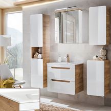 Bild für Badezimmer Möbel Set Hochglanz weiß inkl. 61 cm Keramikwaschtisch LUTON-56