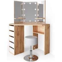Bild für Eckschminktisch Arielle Goldkraft Eiche 110 cm mit LED Beleuchtung und Hocker Vicco