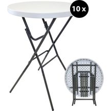 Bild für 10x Stehtisch klappbar Ø 80 cm Tischplatte Höhe 110 cm Stahlgestell Partytisch Bistrotisch in Weiß