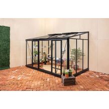 Bild für Terrando Anlehngewächshaus Elena Gewächshaus aus Metall in Schwarz Anzuchthaus mit 4 mm Wandstärke Treibhaus