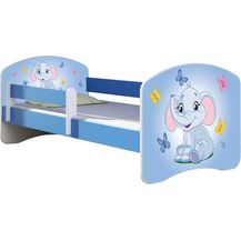 Bild für ACMA Kinderbett Jugendbett mit Einer Schublade und Matratze Blau mit Rausfallschutz Lattenrost II 140x70 160x80 180x80 (26 Elefant, 140x70)