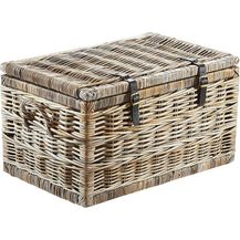 Bild für Kobolo Truhe Sitztruhe aus Rattan Kubu grau mit Stoffeinsatz