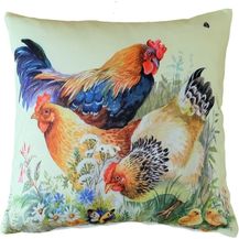 Bild für matches21 HOME & HOBBY Kissenbezüge Kissen-Bezug Hühner Küken Blumen Frühling 40x40cm, (1 Stück)