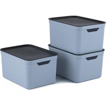 Bild für Jive 3er Set Dekobox A4 fog blue 3er- Set Aufbewahrungsbox 16l mit Deckel, Kunststoff (PP recycelt)
