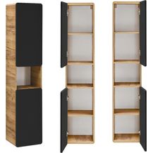 Bild für Badezimmer Hochschrank NEW-LUTON in seidenmatt anthrazit mit Wotan Eiche Nb