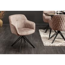 Bild für invicta INTERIOR Drehbarer Design Stuhl Euphoria Greige Samt im Retrostil mit Ziersteppung Esszimmerstuhl