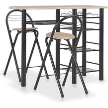Bild für vidaXL 3-tlg. Bar-Set mit Regalen Holz und Stahl 284402