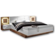 Bild für Doppelbett Nachtkommoden CAPRI XL Bett Ehebett Fussbank 180 x 200 weiß Wildeiche