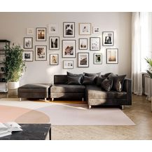 Bild für Eckcouch Clovis Anthrazit Antik Optik mit Hocker Ottomane Rechts Ecksofa Modular