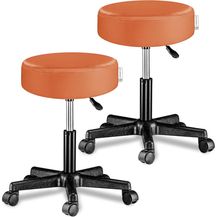 Bild für Casaria Rollhocker 2er Set Höhenverstellbar mit Rollen 46-60cm Sitzhöhe 10cm Polsterung 360° Drehbar Arbeitshocker Drehhocker Bürohocker Hocker Orange