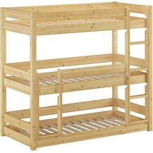 Bild für Dreier-Stockbett für drei erwachsene Personen 80x200 Kiefer massiv natur Zubehör wählbar V-60.03-08Rollrost inkl.
