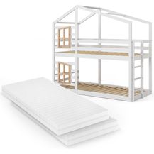 Bild für Etagenbett Maja Weiß 90x200 cm mit 2 Matratzen Vitalispa