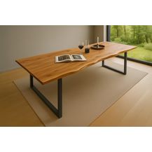 Bild für Esstisch Baumkante massiv Akazie natur 240 x 100 schwarz QUINN 69052230