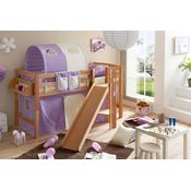Ticaa Podestbett mit Rutsche Tino Buche Natur - lila-beige