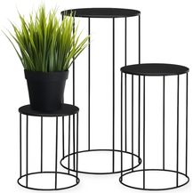 Bild für Spetebo Blumenhocker Metall 3er Set rund schwarz matt