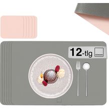 Bild für SÄNGER rechteckige Tischsets & Untersetzer aus Kunstleder 12 teilig für 6 Personen