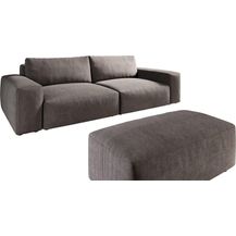 Bild für Big-Sofa Lanzo XL 270x130 cm Mikrofaser Khakibraun mit Hocker