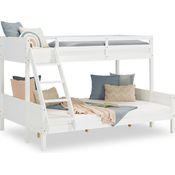 Homestyle4u Kinderbett Etagenbett 90x200 und 140x200 Jugendbett Hochbett Weiß, lackiert, massives Kiefernholz