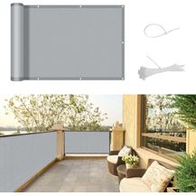 Bild für SUNNY GUARD Balkon Sichtschutz 90x600 cm Balkonabdeckung PES UV-Schutz Balkonverkleidung wetterfester,mit Kabelbinder,Hellgrau