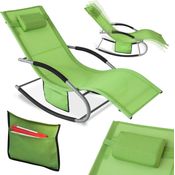 SoBuy OGS28-GR Swingliege Schaukelliege Sonnenliege Liegestuhl Relaxliege Gartenliege mit Tasche Gewebe in grün 150 kg Belastung